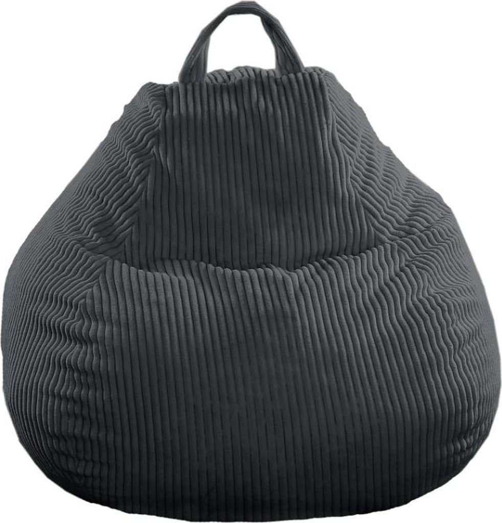 Birnen-Sitzsack aus Cord mit abnehmbarem Bezug 120x100 cm, Dunkelgrau