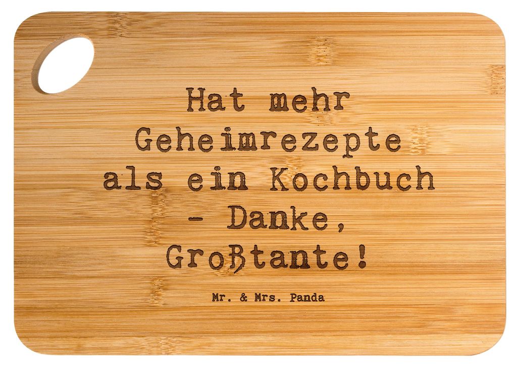 Mr. & Mrs. Panda Frühstücksbrettchen Spruch Geheimrezepte Großtante - Transparent - Geschenk, Verwandte, tapasbrett, Familienrezepte, Nichten, B...