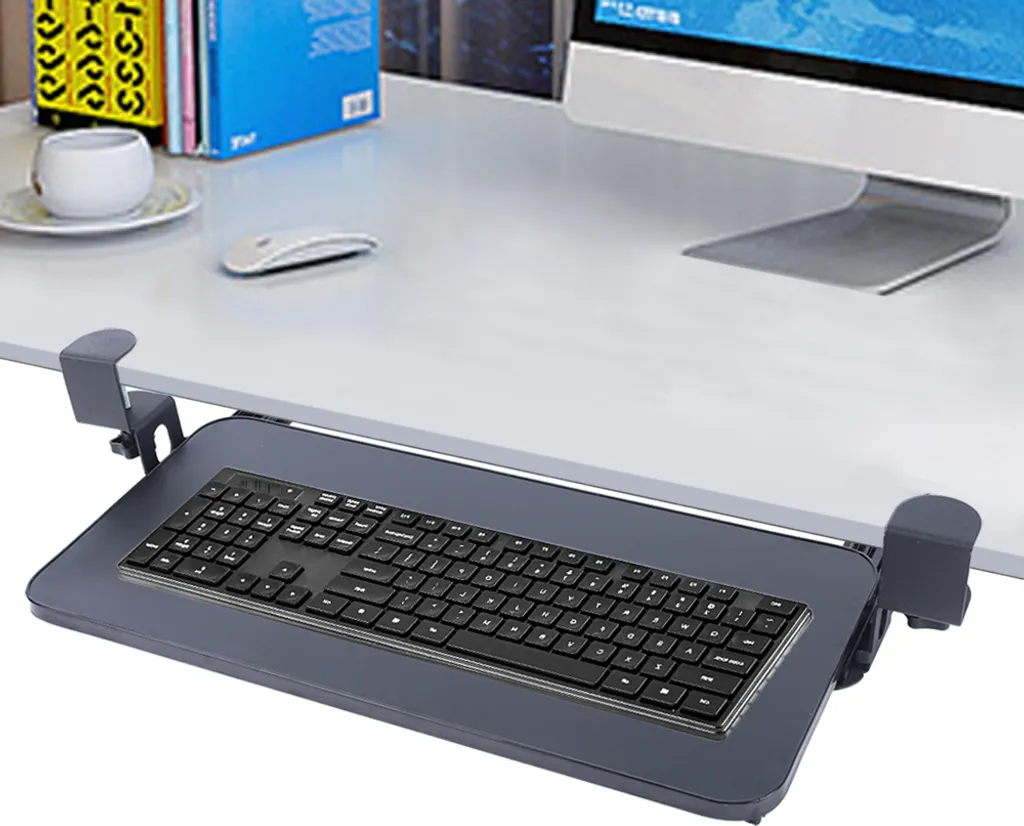 Support Clavier de Bureau Noir Ajustable avec Glissières Fluides et Robustes - 2