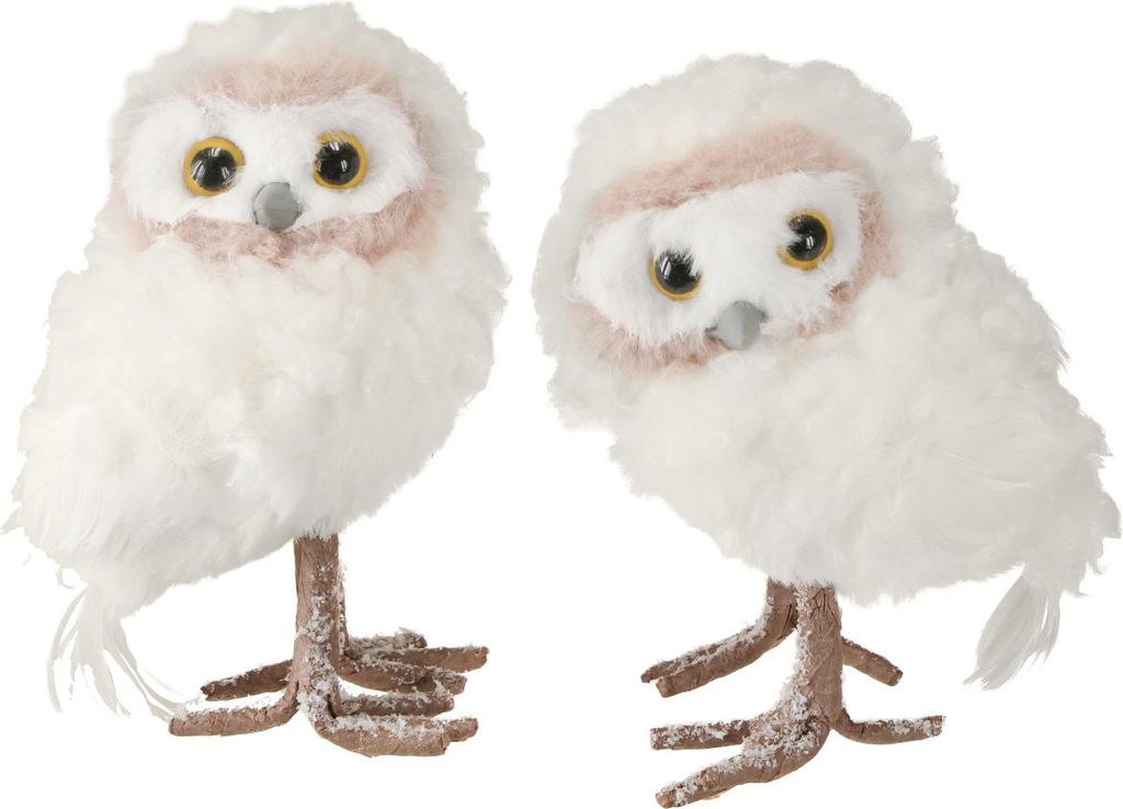 Figurine décorative Hibou 11x8x16cm fourrure synthétique Image du produit 