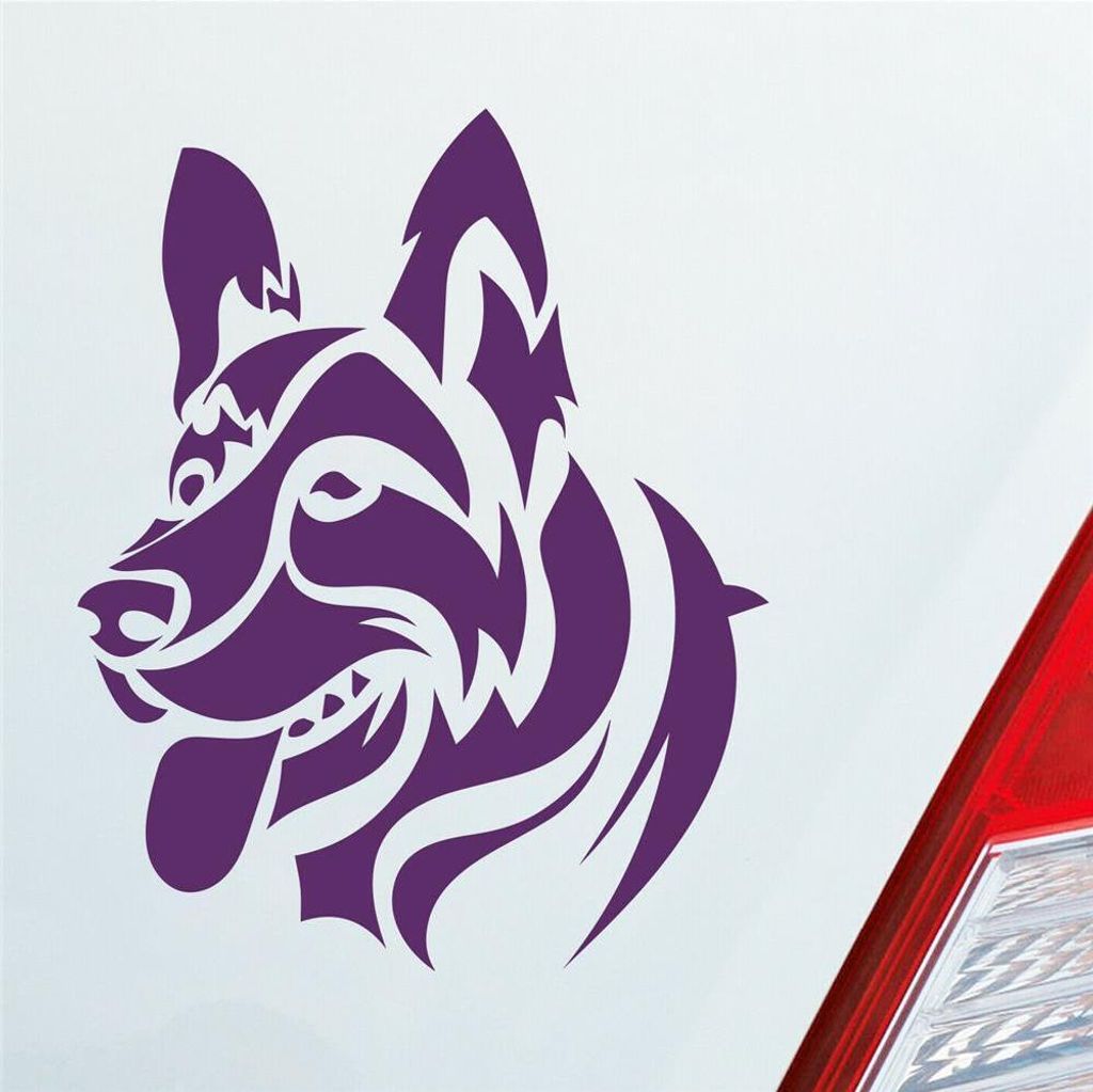 Auto Aufkleber Deutscher Schäferhund Hund Schaeferhund 10x12 cm Lila Sticker Heckscheibenaufkleber