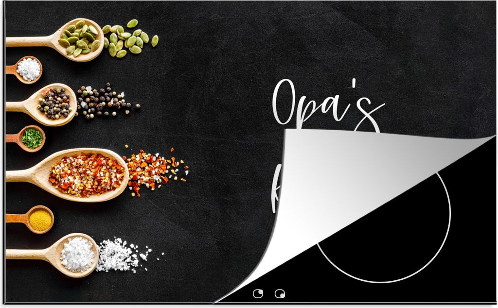 KitchenYeah Herdabdeckplatte Opas Küche - Küche - Opa - Zitate , 83x51cm, Küche Deko, Glaskeramikfeld Herdabdeckung, Abdeckplatte fùr Kochfeld