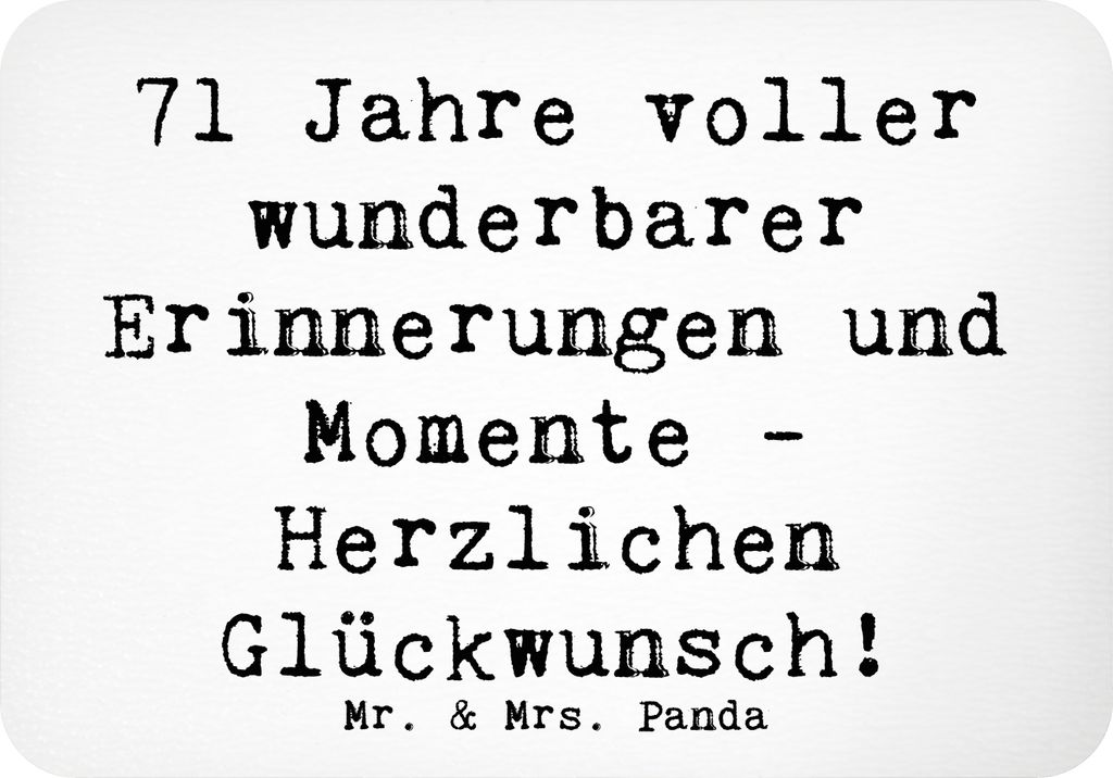 Mr. & Mrs. Panda Kühlschrankmagnet Spruch 71. Geburtstag Erinnerungen - Weiß - Geschenk, zettelhalter, Herzlichen Glückwunsch, Jubiläum, haftma...