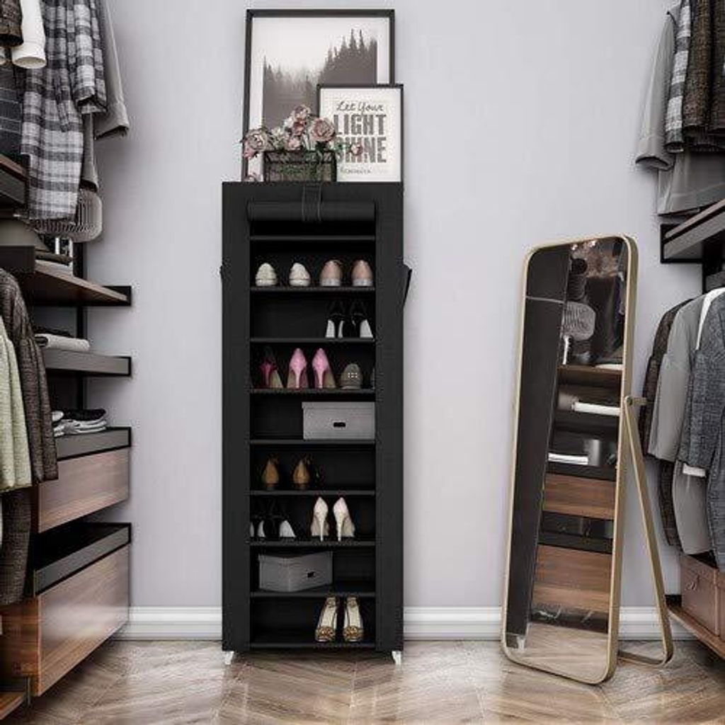 Schuhregal Mit Staubschutz 10 Ebenen - Schmaler Schuh-Organizer Für 18-22 Paar, 150 Cm Hoch, Weiß