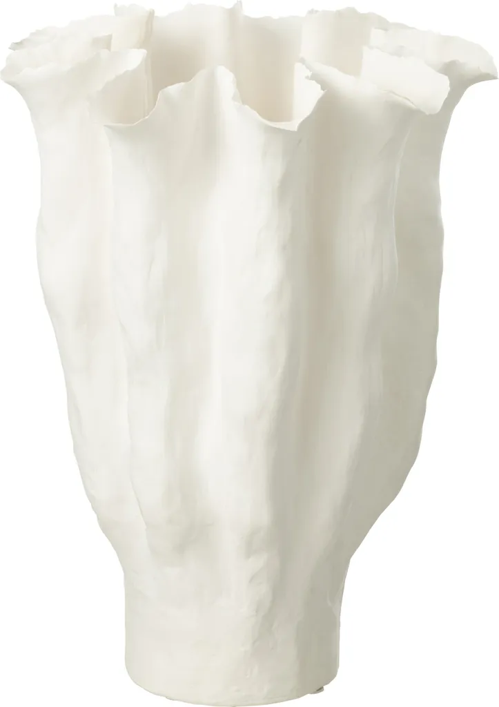 Vase de Salon Calyx J-Line - Déco Céramique Blanche pour Grandes Fleurs