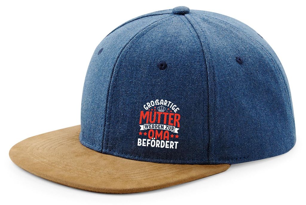 Huuraa Cappy Mütze Großartige Mütter werden zur Oma befördert Denim Baumwolle und Polyester Snapback Kappe Geschenkidee