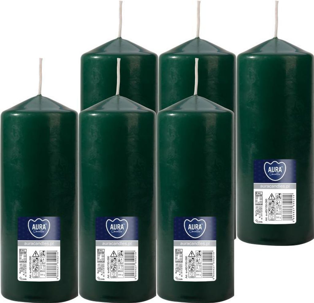 Świeca walec BISPOL Aura 48H 15CM SW60/150 BUTELKOWA ZIELEŃ Zdjęcie produktu 