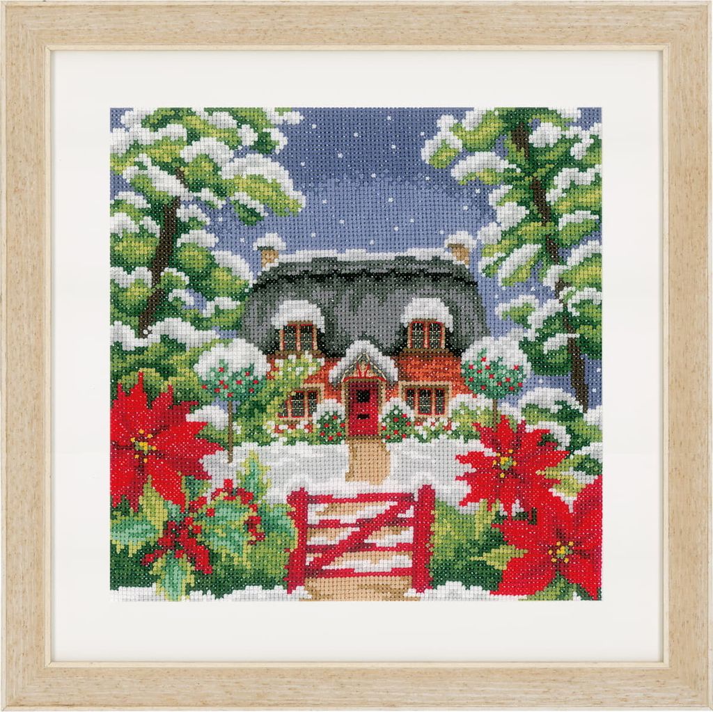 Vervaco Kreuzstich Stickpackung "4 Jahreszeiten Winter", Zählmuster, 22x22cm
