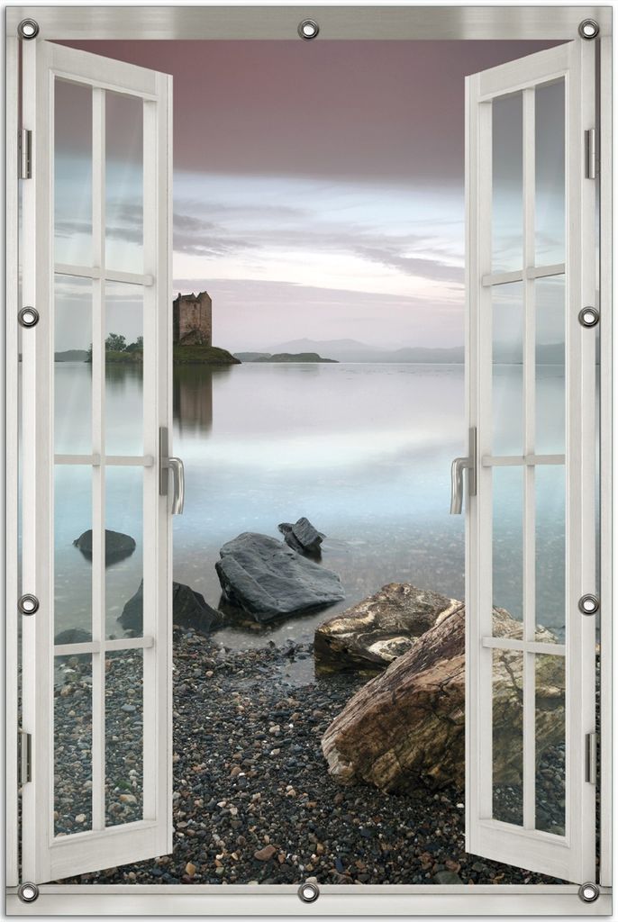 Wallario Outdoor-Poster für Garten oder Balkon 80 x 120 cm: Schloss in Schottland