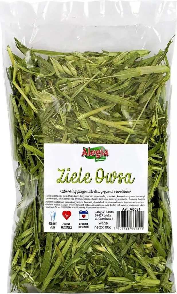 Erba di Avena Alegia 80g - Integratore Naturale Fibra per Roditori