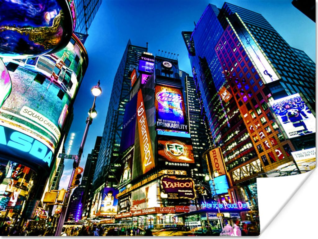 MuchoWow Poster New York - Wolkenkratzer - Werbung 40x30 cm - Plakate für die Wände - Poster Wohnzimmer