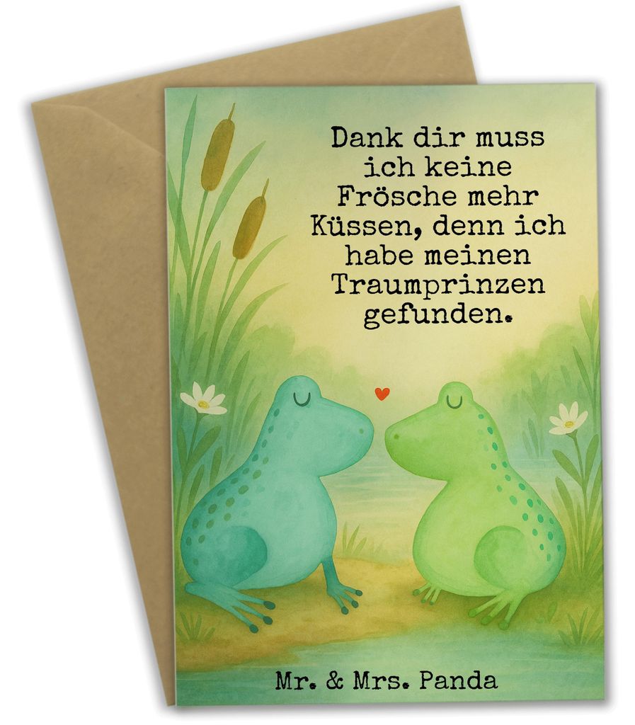 Mr. & Mrs. Panda Grußkarte Frosch Liebe Design - Weiß - Geschenk, Grußkarten, Frösche, Hochzeitstag, einladungskarten, weihnachtskarten, osterk...