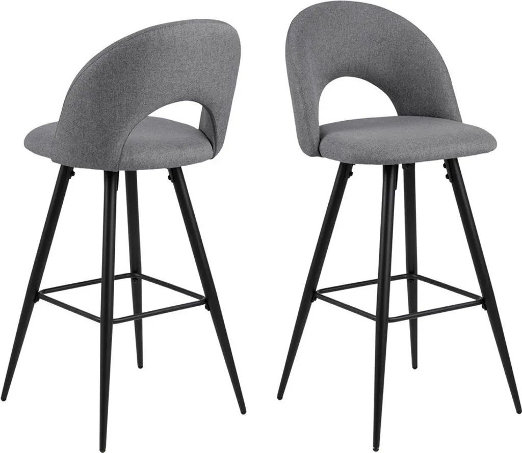 Tabouret de bar gris clair Silas Smuk idéal pour cuisine ouverte - 2 pcs