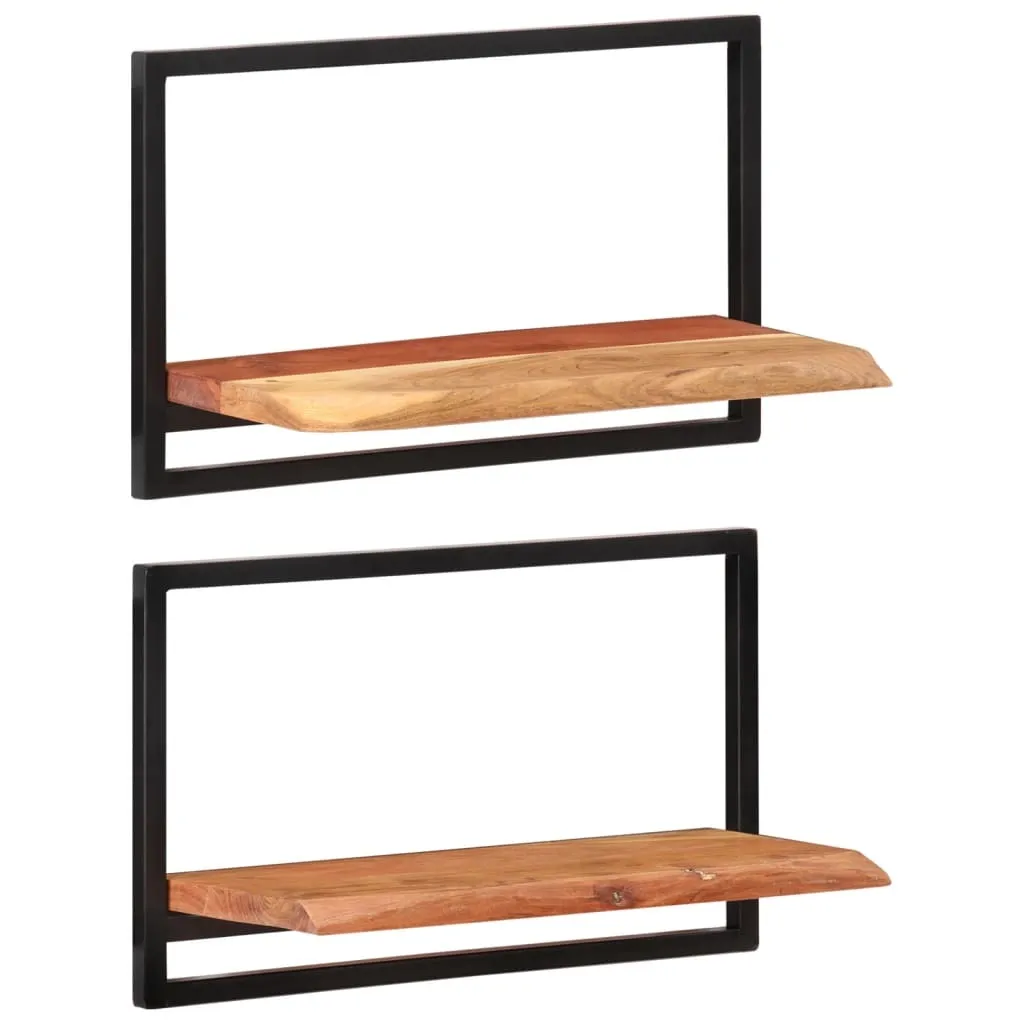 OFFERTA Set 2 Mensole vidaXL Acciaio e Acacia 60x25x35 cm - Prezzo Top - 7
