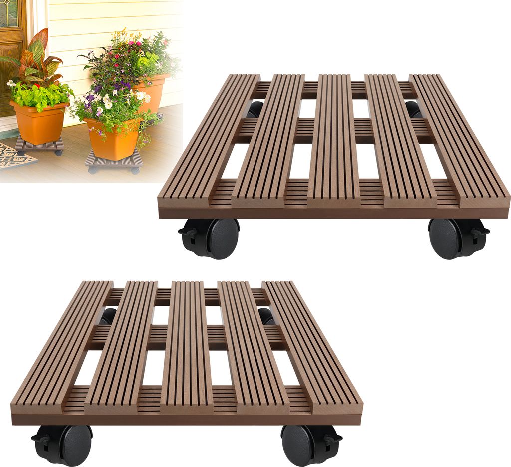 LZQ 2 Stück WPC Pflanzenroller 30x30 cm 100 kg Tragkraft, Produktbild 
