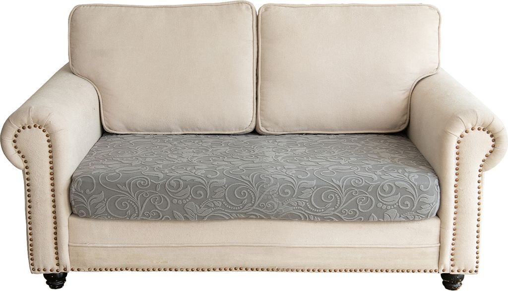 Sofahusse 2-Sitzer,Grau Sofabezug,Jacquard-Sofakissen als Sofa-Rückenkissen Bezug,Stretch Sofa Abdeckung,Sofa Sitzkissenbezug mit Elastisc...
