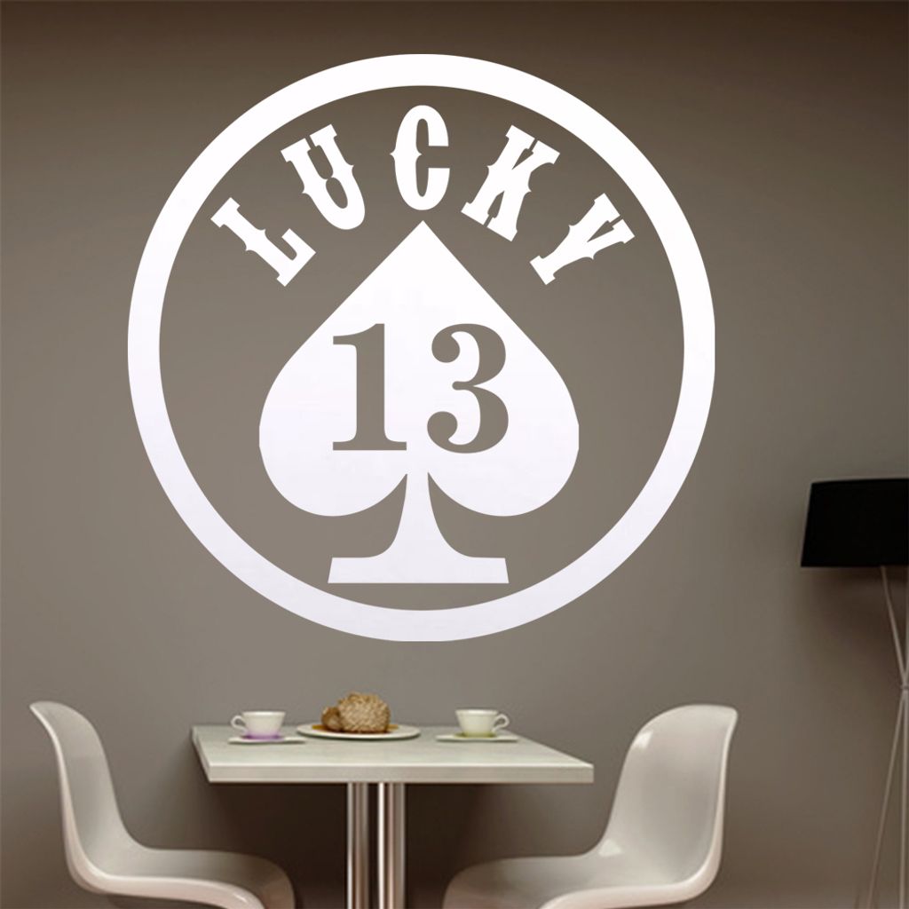 Lucky 13 Wandtattoo in 6 Größen - Wandaufkleber Wall Sticker - Dekoration, Küche, Wohnzimmer, Schlafzimmer, Badezimmer
