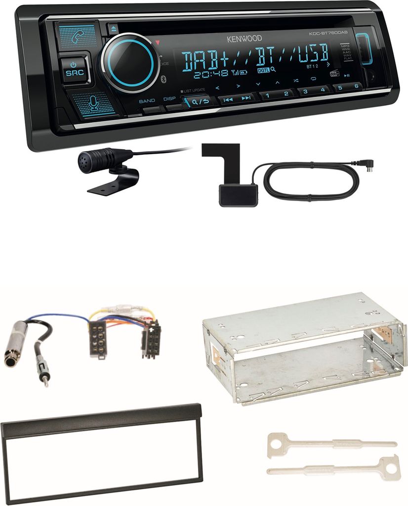 Kenwood KDC-BT760DAB Bluetooth Digitalradio USB CD Einbauset für Skoda Fabia 6Y