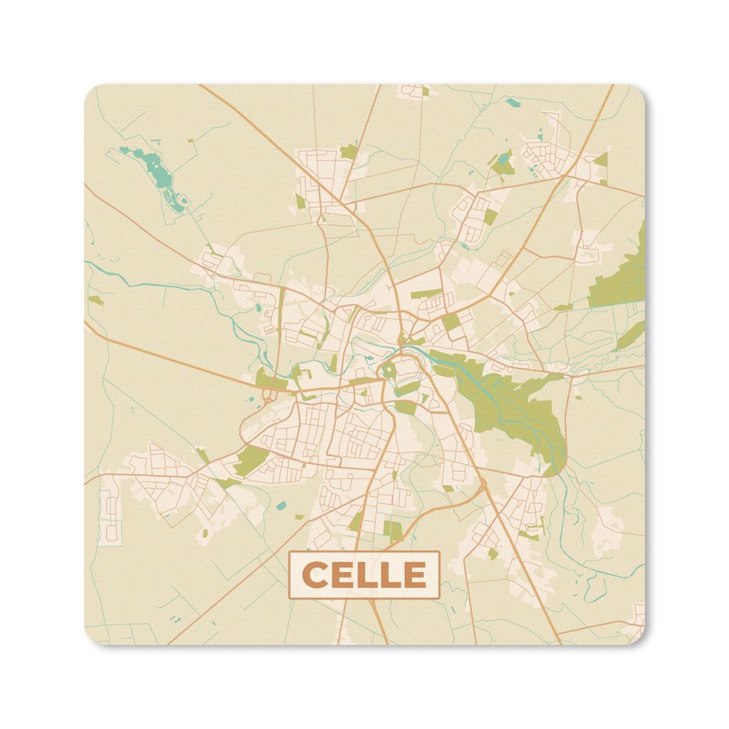 MuchoWow Mauspad Mousepad Stadtplan - Celle - Stadtplan - Vintage 20x20 cm - Mousepads - Maus Mat - Pad - Mausunterlage - Desk Mat - Bureauartikeln