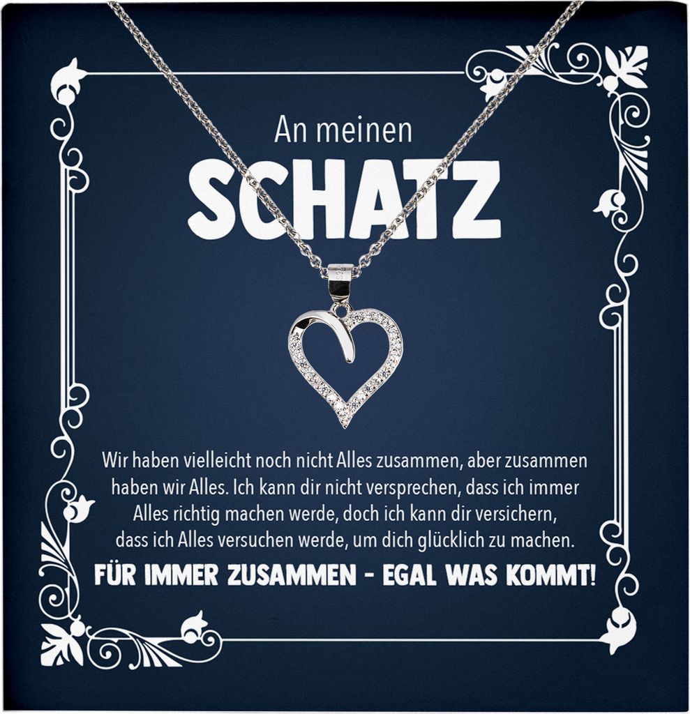 22Feels Echt Silber Halskette - Schatz Frauen Geschenk Schmuck Set Hochzeitstag Valentinstag Ehefrau Freundin Jahrestag - Herz Anhänger, Karte