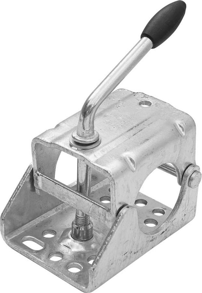 WINTERHOFF Stützradklemme KLE60, 60 mm, 500 kg, Lochbild 105x50 mm, Stahl verzinkt, Hebelgriff, für Stützrad an Deichsel, PKW-Anhänger