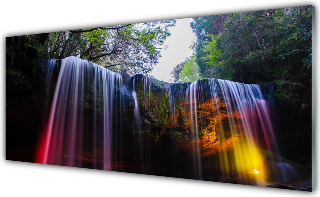 Acrylglasbilder 125x50 Wandbild Druck Wasserfall Natur