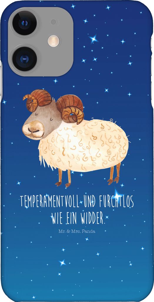 Mr. & Mrs. Panda Iphone 11 Handyhülle Sternzeichen Widder - Sternenhimmel Blau - Geschenk, Cover, Schafbock, Geburtstag März, Aszendent, Hülle, ...