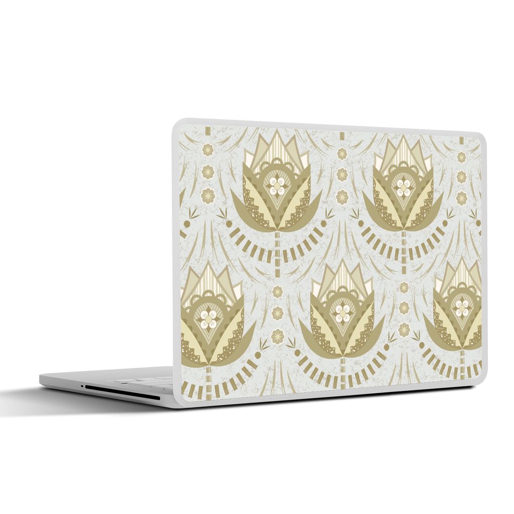 MuchoWow Laptop Aufkleber Sticker Cover Blumen - Gold - Muster 36.5x27.5 cm - Laptop-Sticker