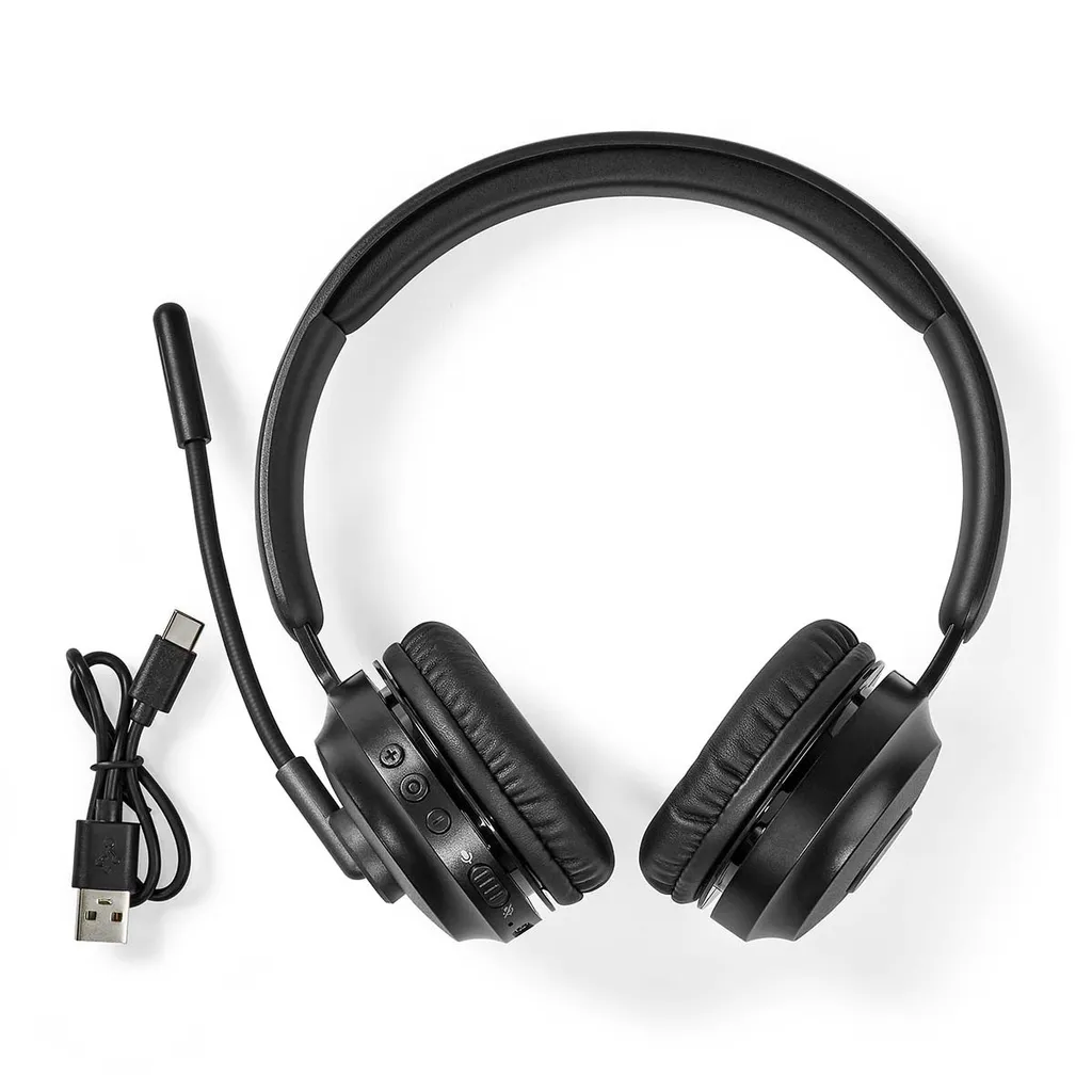 Cuffie Bluetooth Pieghevoli Nero - Auricolare Stereo PC con Microfono - 2
