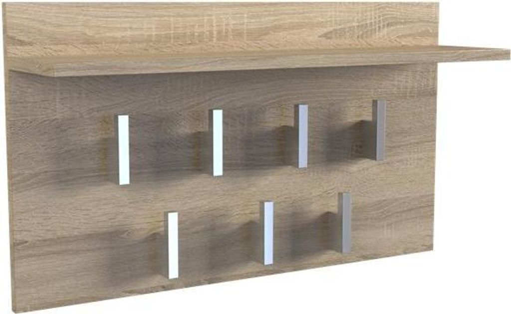 Praktische klerenhanger met 7 haken en plank – Model 2F | Sonoma eiken | 70x40x20 cm
