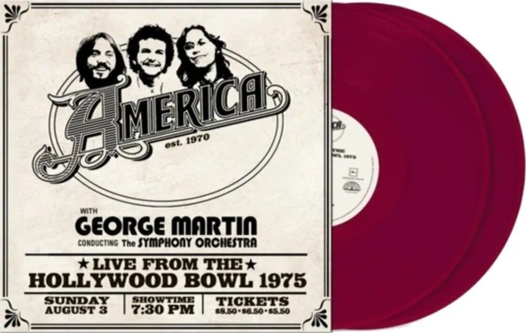 America - Live At The Hollywood Bowl 1975 LP Vinyle Rouge Rubis