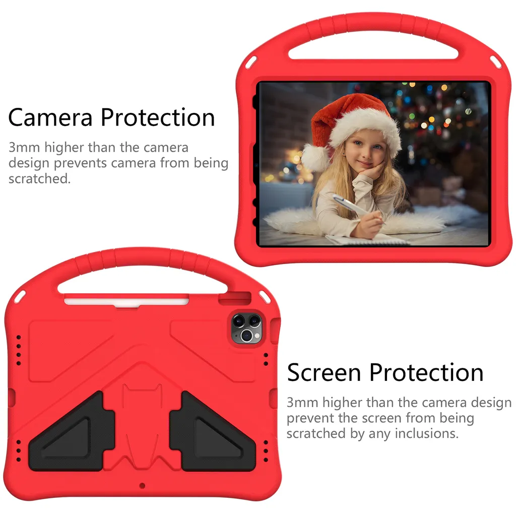 Cover iPad 11" 2025 Bambini: Custodia EVA Rossa con Supporto - 5