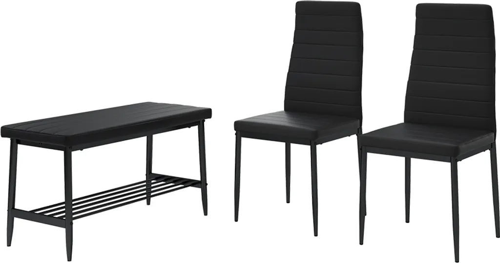 Set Vicco Grand Noir de 3 pièces Modèle 51759 | Banc et chaises 85x46.5cm