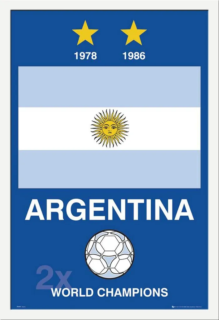Poster Messi Argentina Campione Mondo + Cornice Shinsuke Bianco MDF