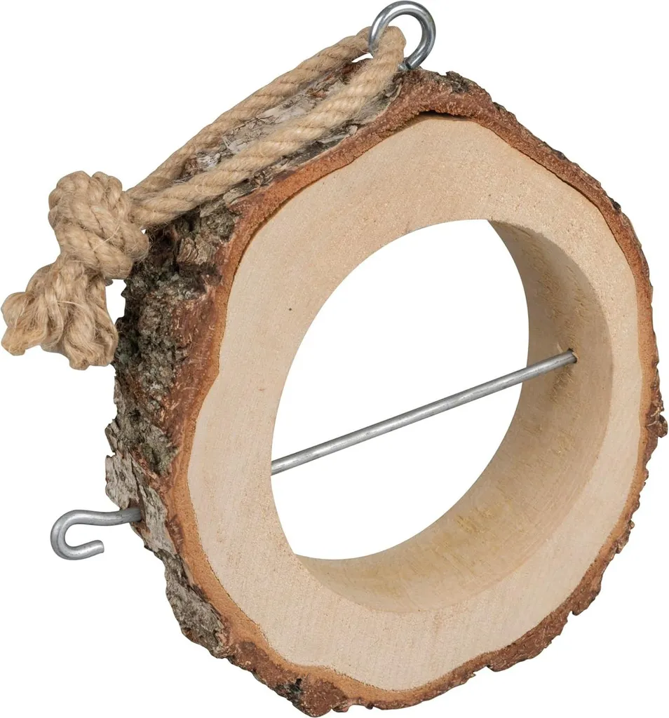 Support boules de graisse en bouleau 20x22x17 cm pour oiseaux du jardin
