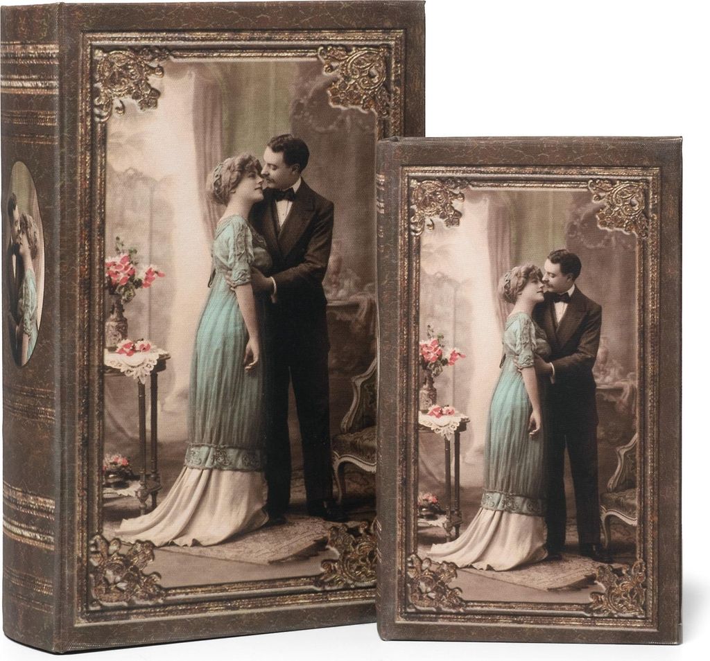 Moritz 2er Set Buchtresor Buchattrappe Deko Mann und Frau Vintage Foto Bilderrahmen Buch Safe Box Schatulle Buchhülle Geldversteck