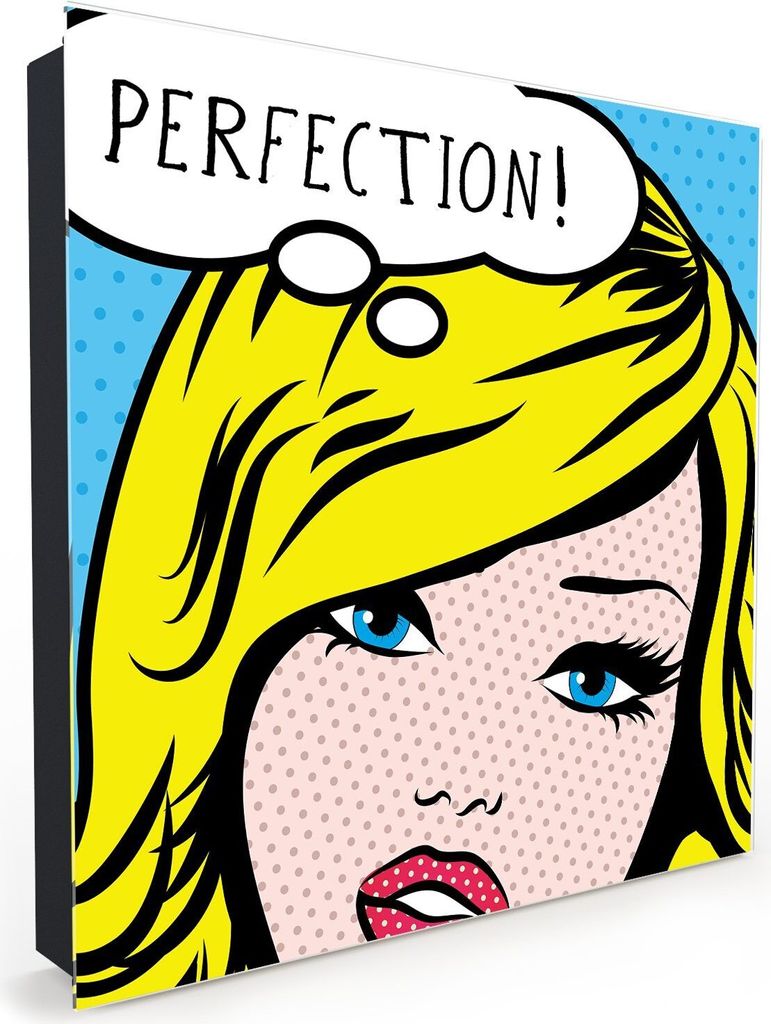 Nachbildung-Schlüsselkasten, Magnetpinnwand und Memoboard mit Glasfront Motiv Perfektion Sprechblase