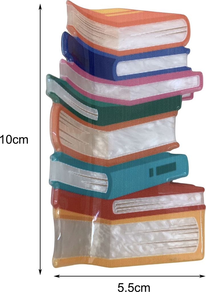 Buch-Haarspangen, Haar-Accessoires für den Schulanfang, gestapelte Acryl-Buch-Haarklammer, Lehrer-Haarspangen für Frauen, Buchliebhaber