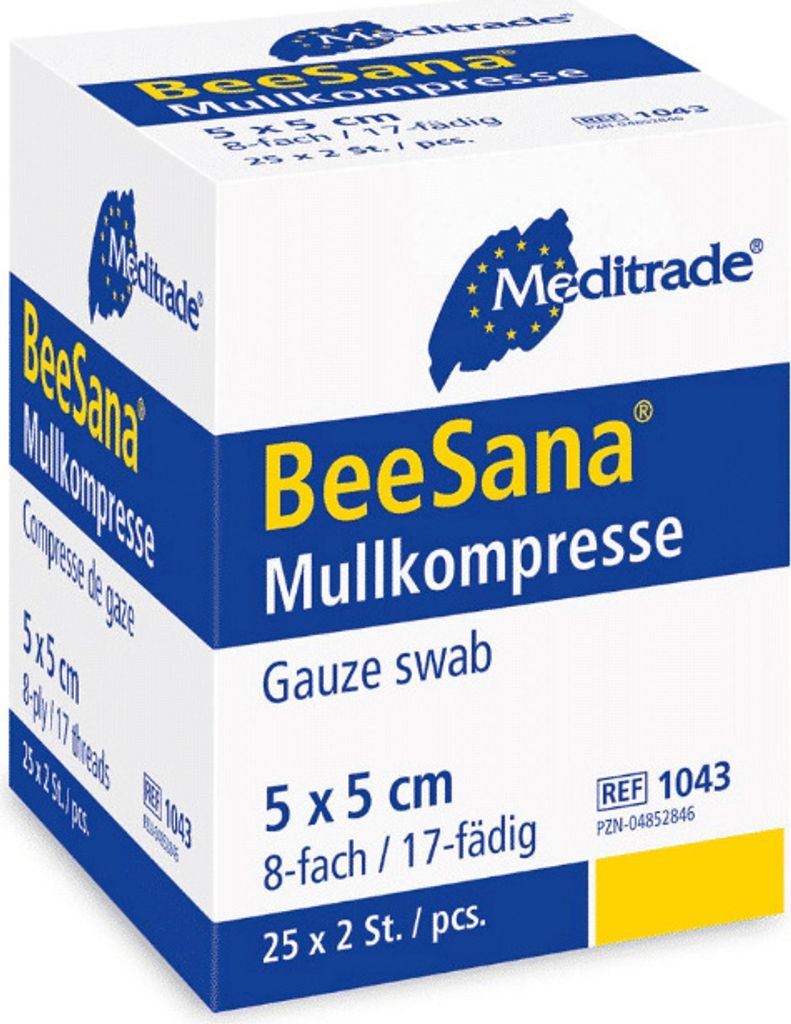 Meditrade BeeSana® Mullkompresse, steril - 25 x 2 Stück - 5 Produktbild 