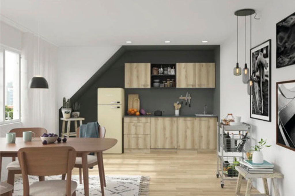 Optifit Küchenzeile ohne Geräte Livorno290 210 cm wildeiche matt strukturiert zerlegt Variante reversibel KPLI 2199ROE-9