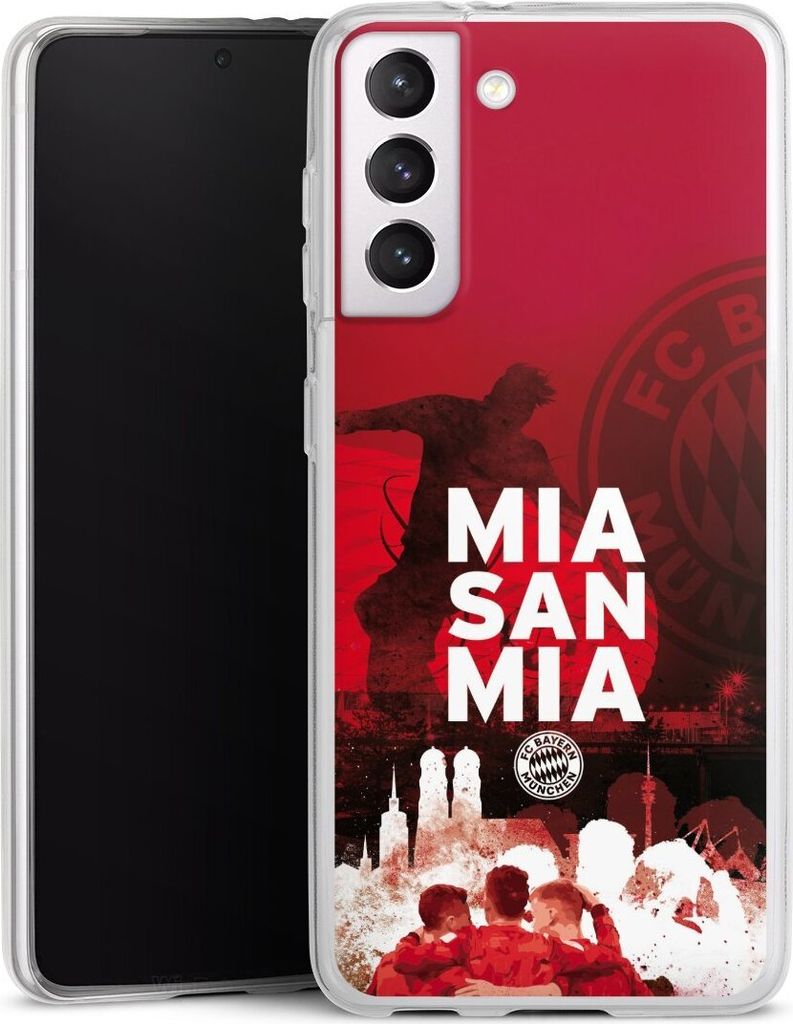 DeinDesign Slim Hülle für Samsung Galaxy S21 5G Silikon Case Ultra Dünn Handyhülle FC Bayern München FCB Mia San Mia