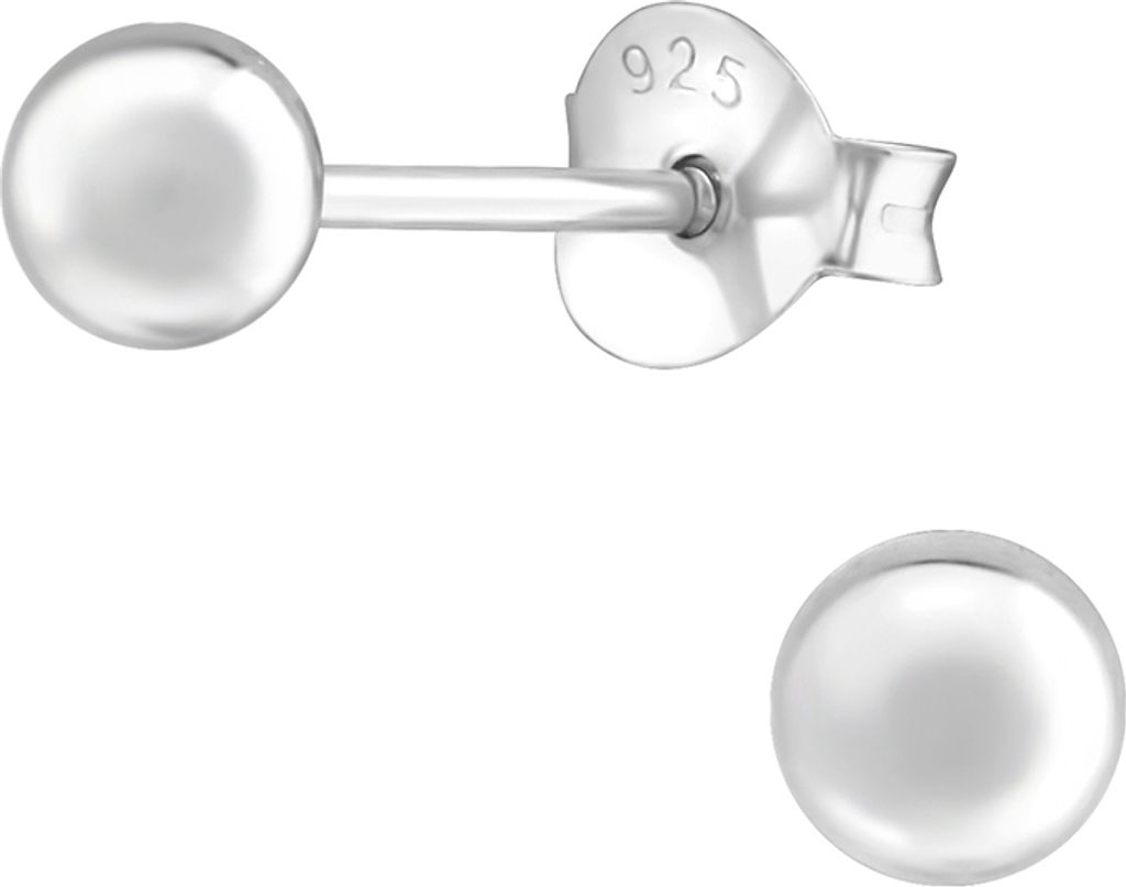 Ball Ohrstecker: Kugel Ohrringe Silber 925 4 mm