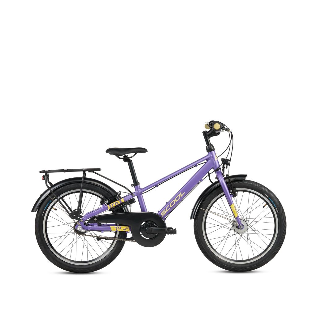 20 Zoll Kinderfahrrad, 3-Gang, Jungenfahrrad, S’COOL troX pro, ab 6–9 Jahre, 115–130 cm, Lila/Gelb
