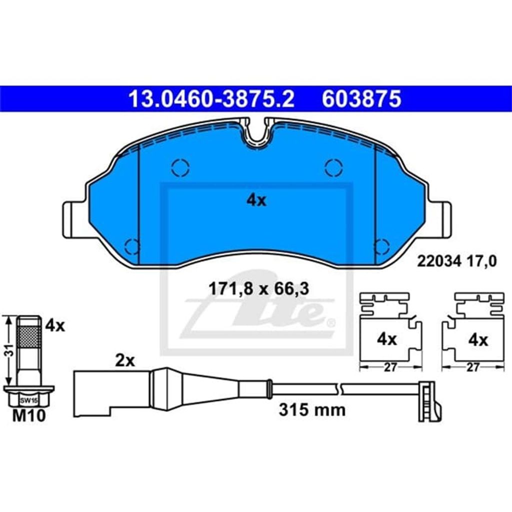 ATE Bremsbeläge für Ford Tourneo Transit