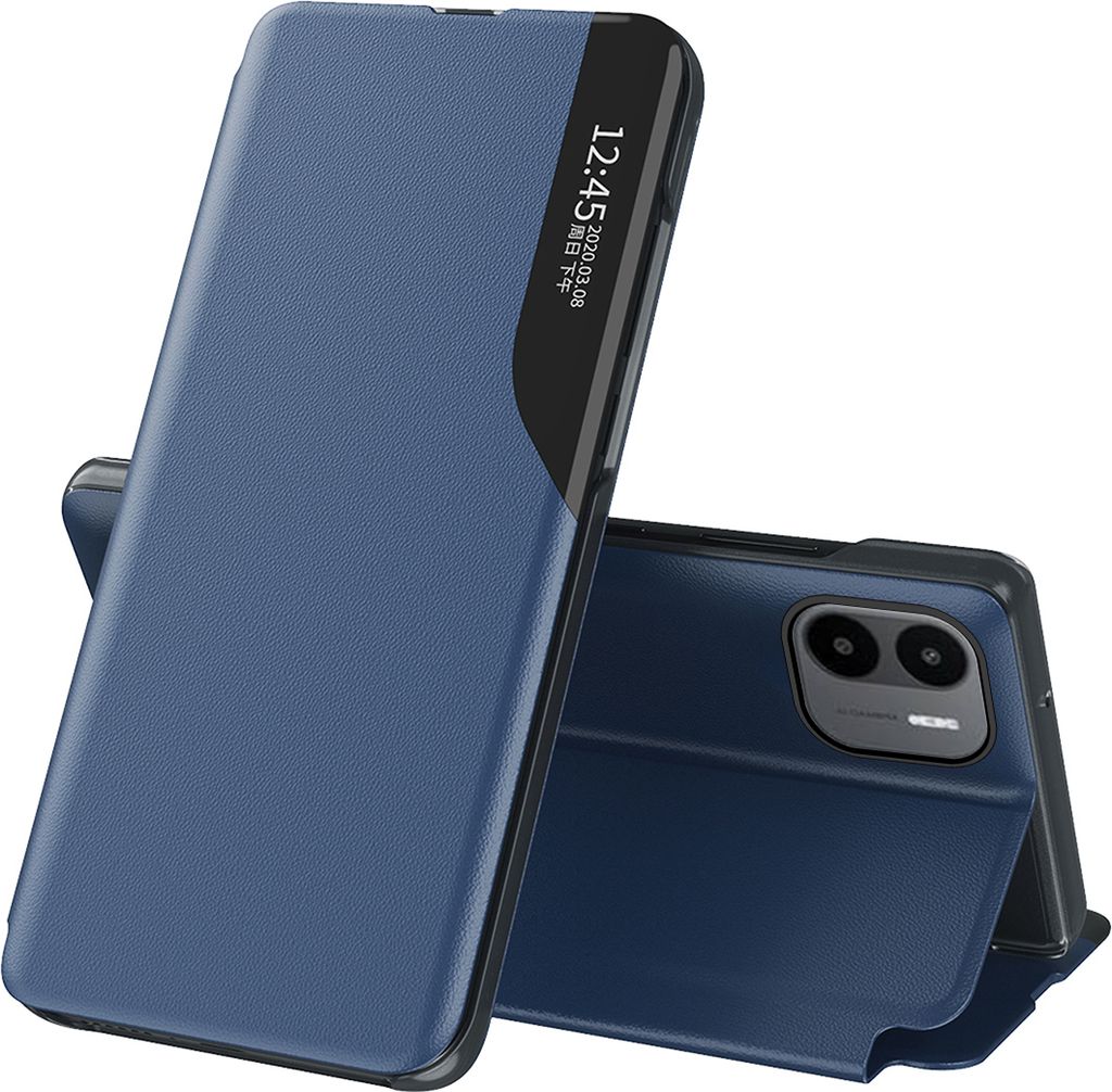 Hülle für Honor 70, Smart View Fenster Flip Stand Cover Kunstleder Schutzhülle für Honor 70 Blau
