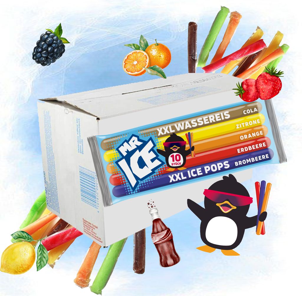 MR ICE Wassereis XXL 15 x 600ml | 150 x Fruchteis Icesticks Produktbild 