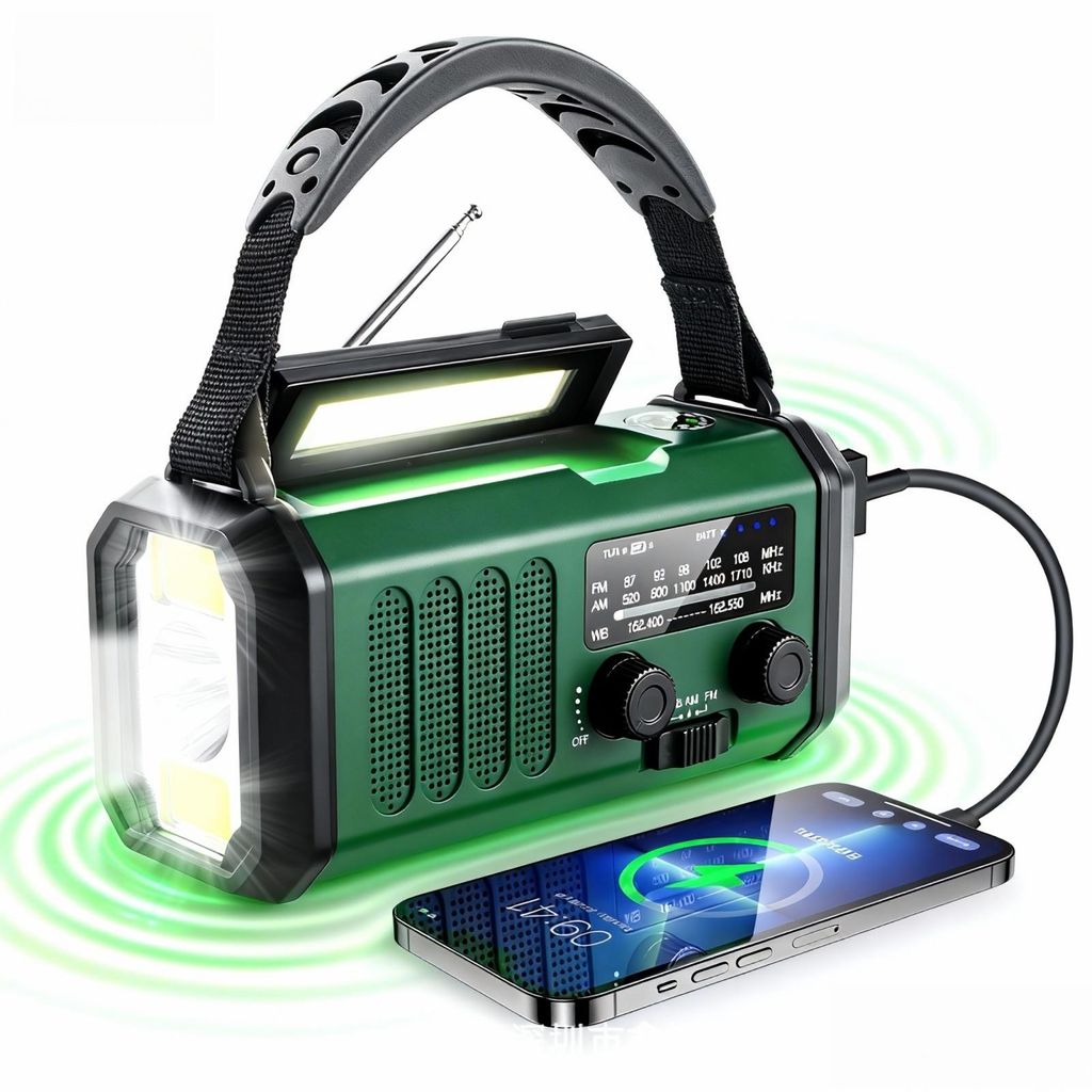 Zimilo Notfallradio mit 10000mAh Powerbank, 3 Lademethoden: Produktbild 