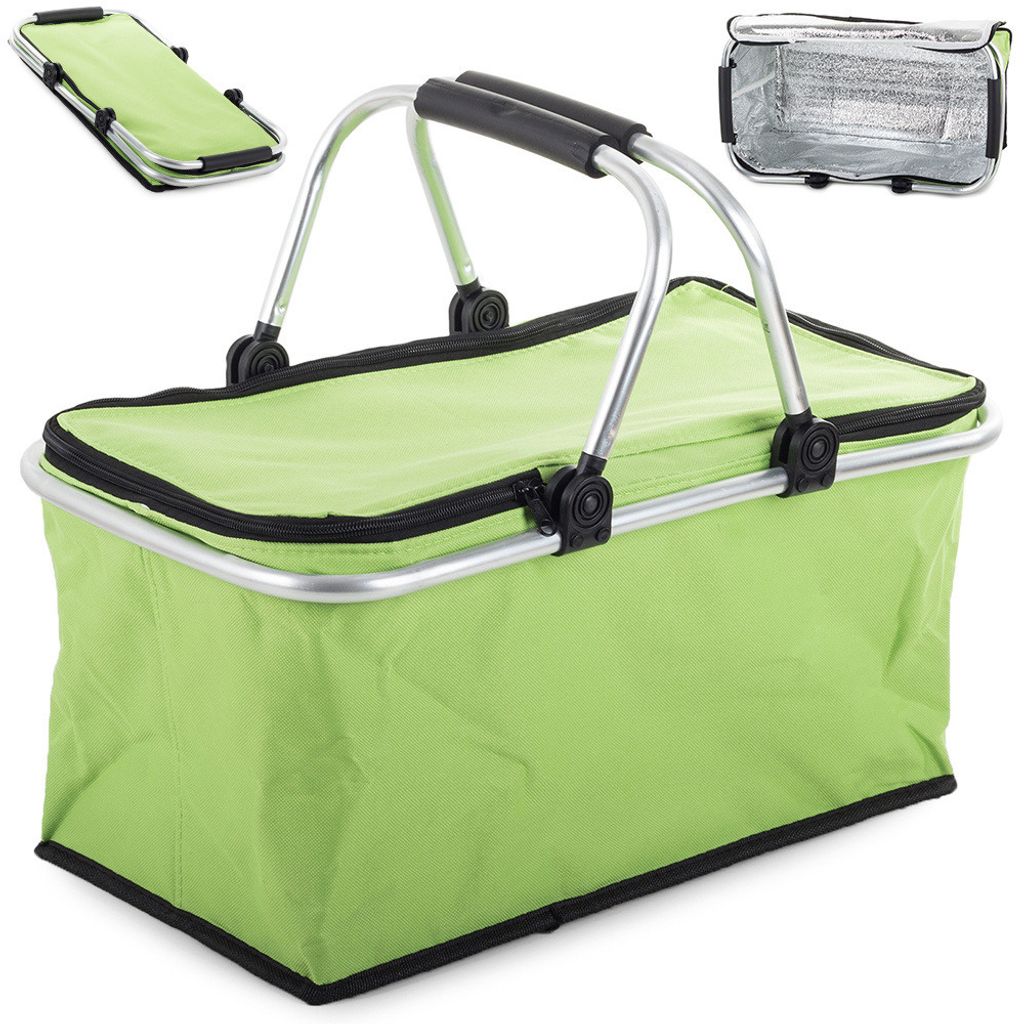Alu Einkaufskorb Faltbar Picknick Korb Shoper Thermo-Picknickkorb Grün