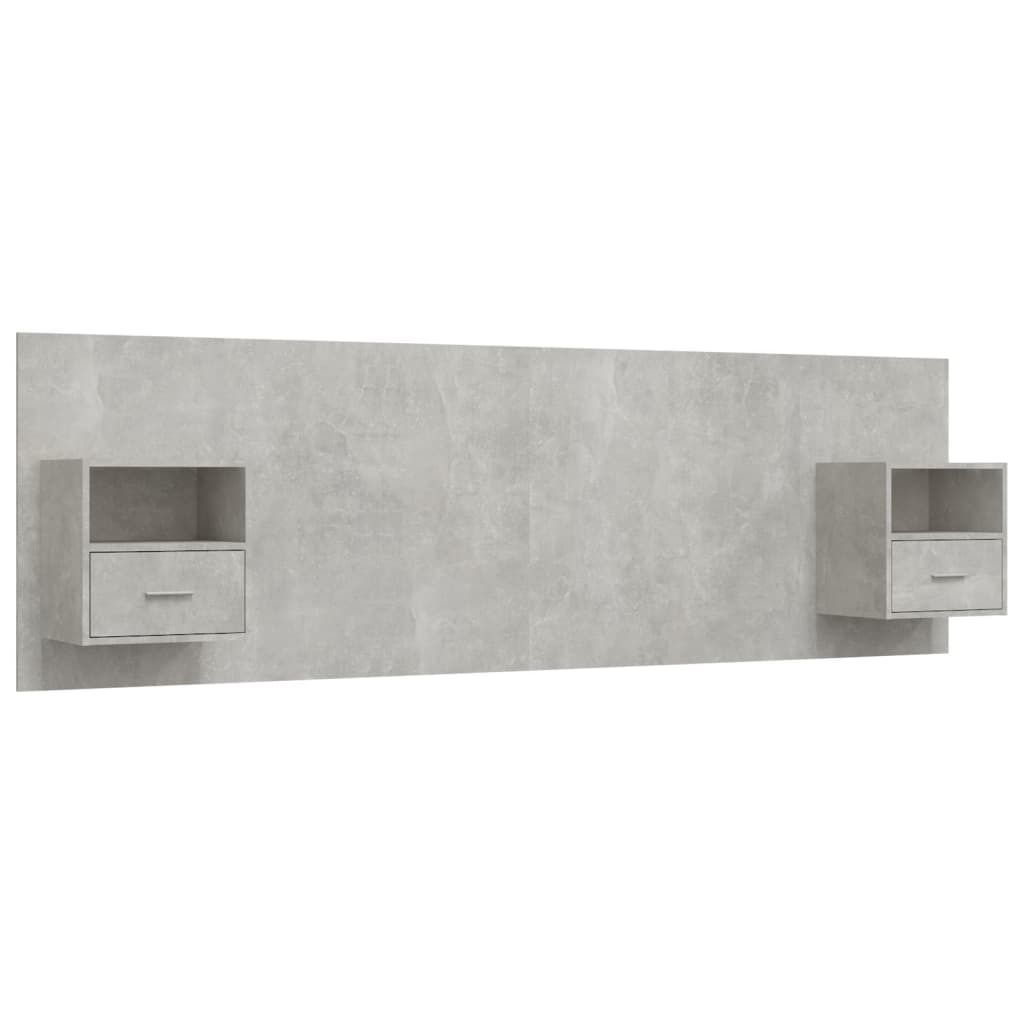 vidaXL Tête de lit avec tables de nuit gris béton Bois Image du produit 