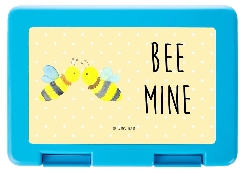Mr. & Mrs. Panda Lunchbox Biene Liebe - Gelb Pastell - Geschenk, Snackbox, Brotzeitdose, Brot Aufbewahrungsbox, Bento Box, Bentobox